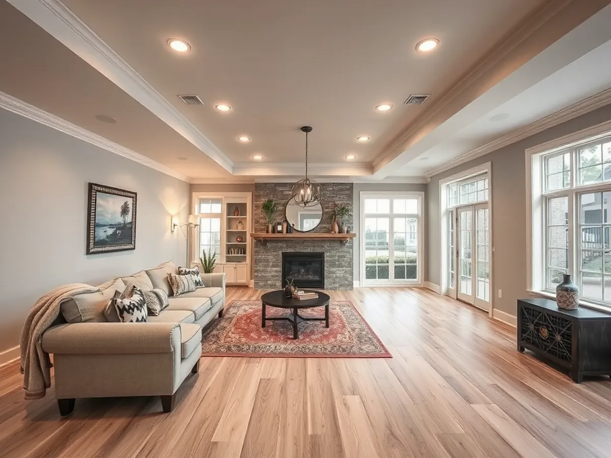 Finished basement restored after water damage repair