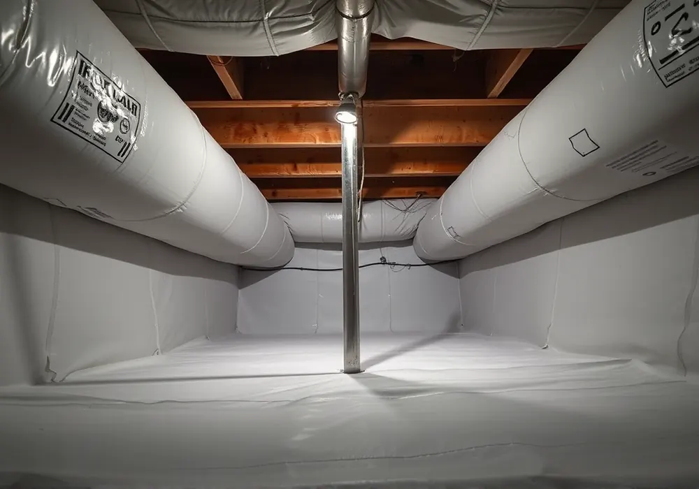 Encapsulated crawl space with a sealed vapor barrier
