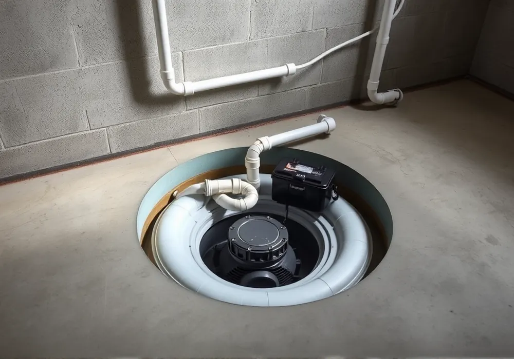 Newly installed sump pump with battery backup
